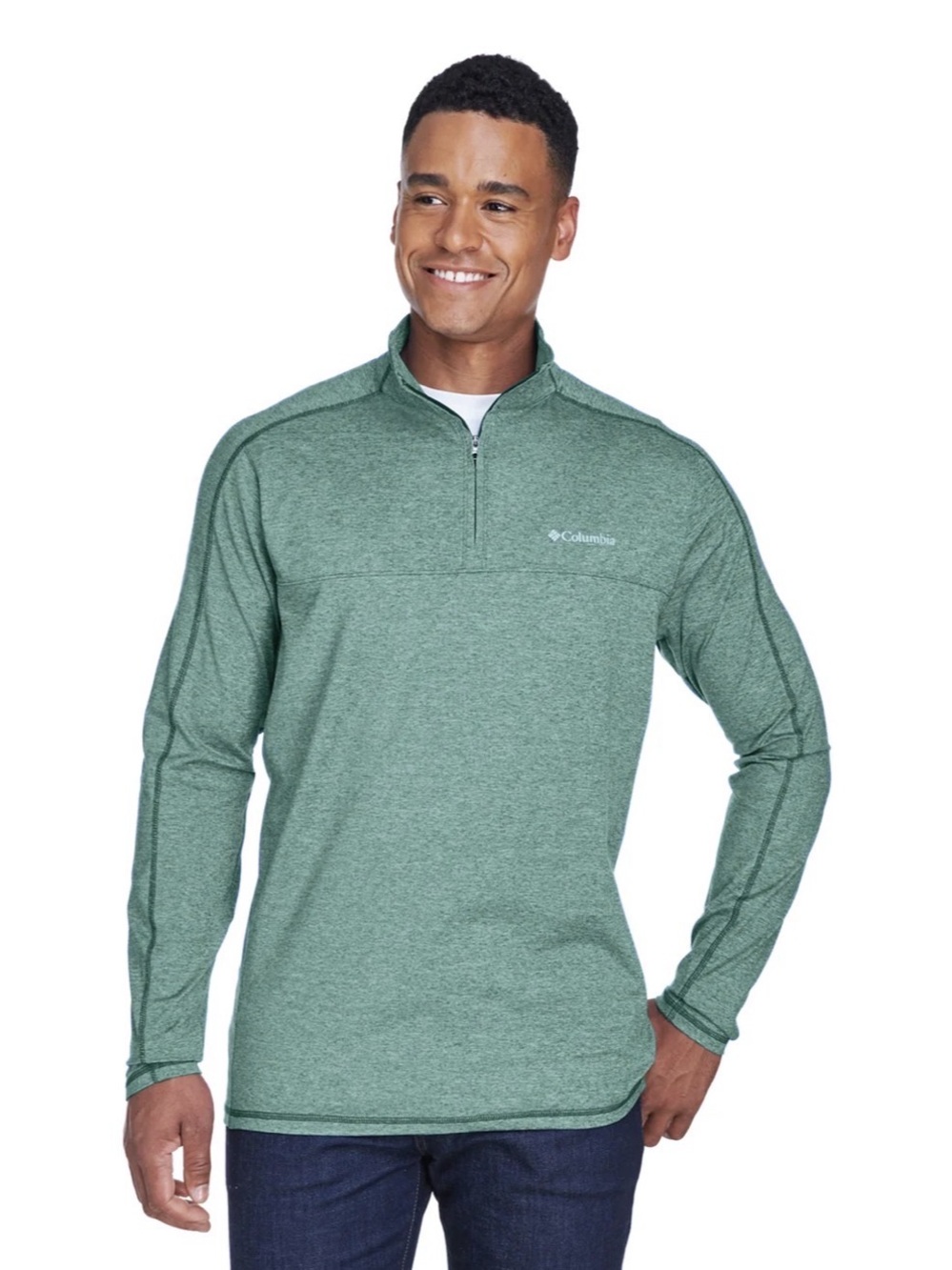 Columbia Men’s Tenino Hills II Half Zip Pullover in Heather Green XL